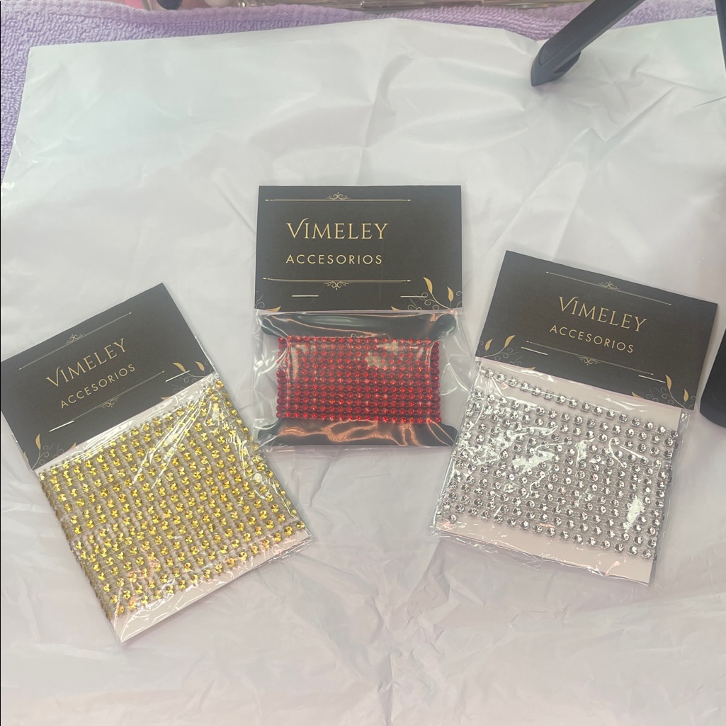 Vimeley Rhinestone Accessory Set  Gold Red Silver